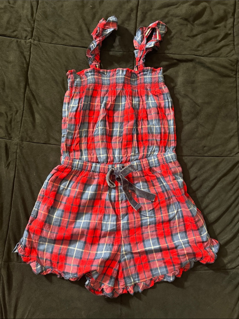 Sz S aerie Red and Blue Plaid Romper